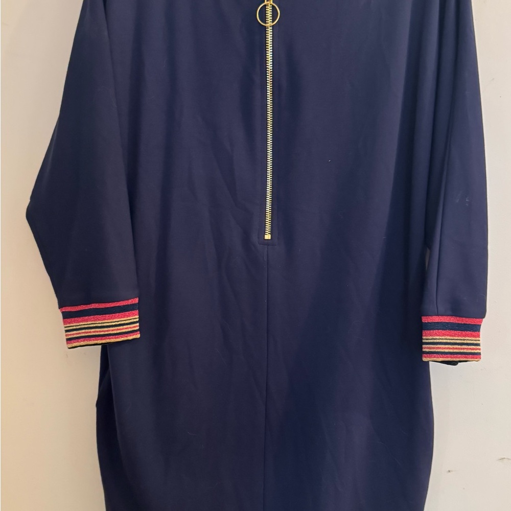 Trina Turk Dark Blue Mini Dress, Highlighted Colorful cuffs